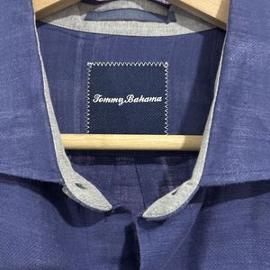 Tommy Bahama Shirt Large Purple Plaid Linen Blend Button Up Long Sleeve Mens